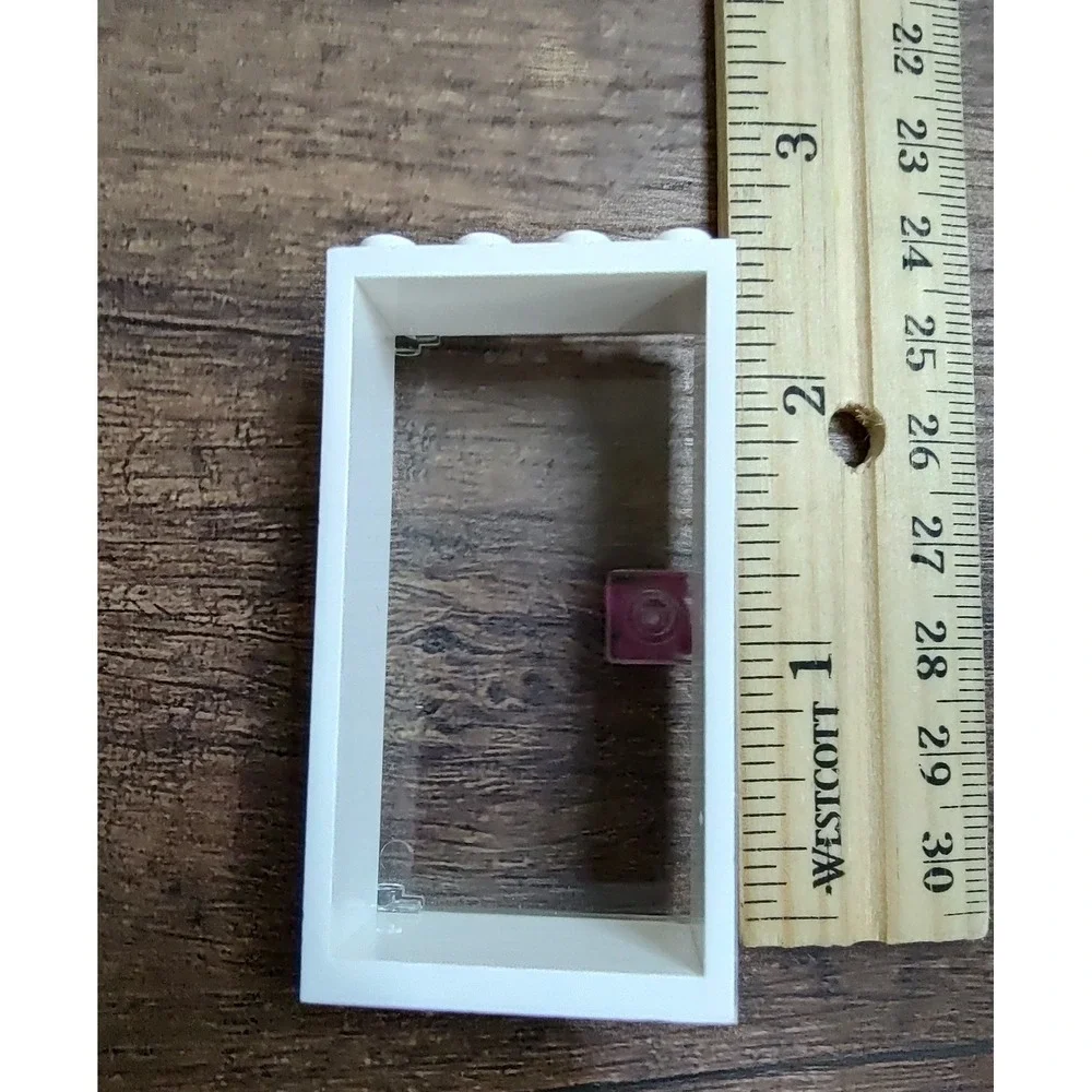 LEGO White Door Frame 1 x 4 x 6 Transparent Clear Door Pink Flower Door Knob